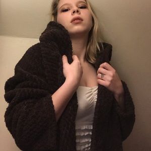 Brown Teddy Sweater Cardigan